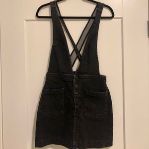 Free People Black Denim Overall Dress